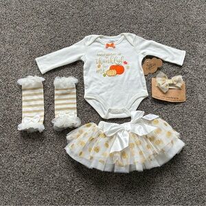 FINAL SALE 3/31/26 Baby Essentials Thanksgiving 4 Piece Outfit, Size 3 Months